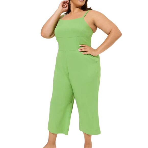 Torrid Emerald Green Wide Leg Jumpsuit Tie Back Plus Size Holiday 20/22 Comfy - Picture 1 of 16
